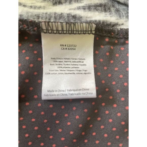 One September Anthropologie Boho Embroidered Tunic Blouse Black Red Ikat Print S - Picture 6 of 10